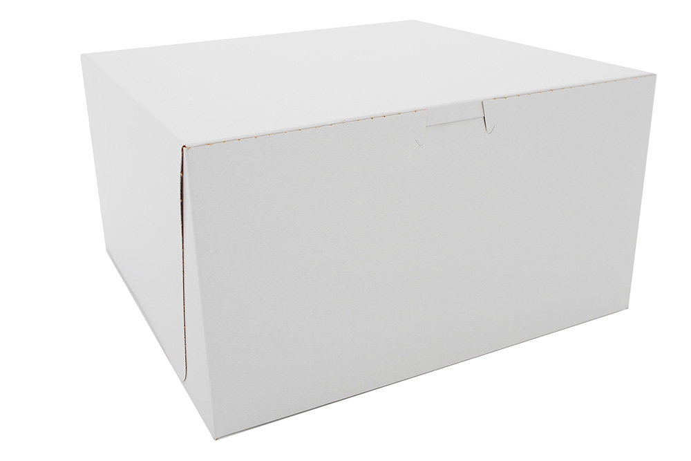 Southern Champion Tray 0977 10" Length x 10" Width x 5-1/2" Depth, White Lock Corner Poly Wrapped Bakery Box, Clay Coated Kraft (Case of 100)
