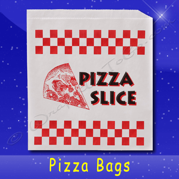 Fischer Paper Products 1014 Pizza Slice Bags 8-3/8 x 9 Double Opening Printed Pizza Slice