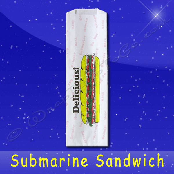 Fischer Paper Products 1050 Sub Sandwich Bags 4-1/2 x 2 x 14 Printed Delicious
