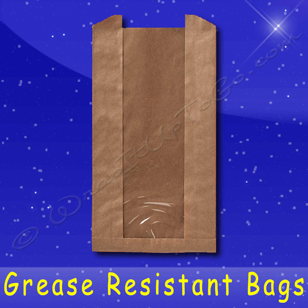 Fischer Paper Products 1120 Grease Resistant Bag with Window Panel 5-1/2 x 2 x 10 Natural Kraft (brown)