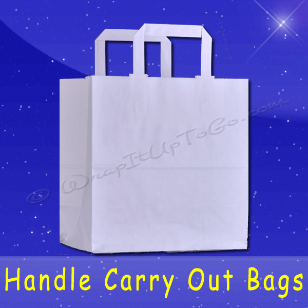 Fischer Paper Products 1901 Flat Handle Carryout Bag 10x5x10 - White Kraft
