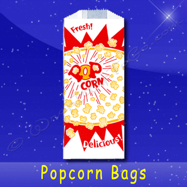 Fischer Paper Products 330 Popcorn Bags 3-1/2 x 2 x 8 Printed