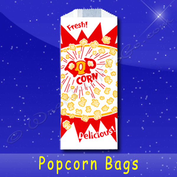 Fischer Paper Products 332 Popcorn Bags 4 x 2-1/2 x 8-1/4 Printed
