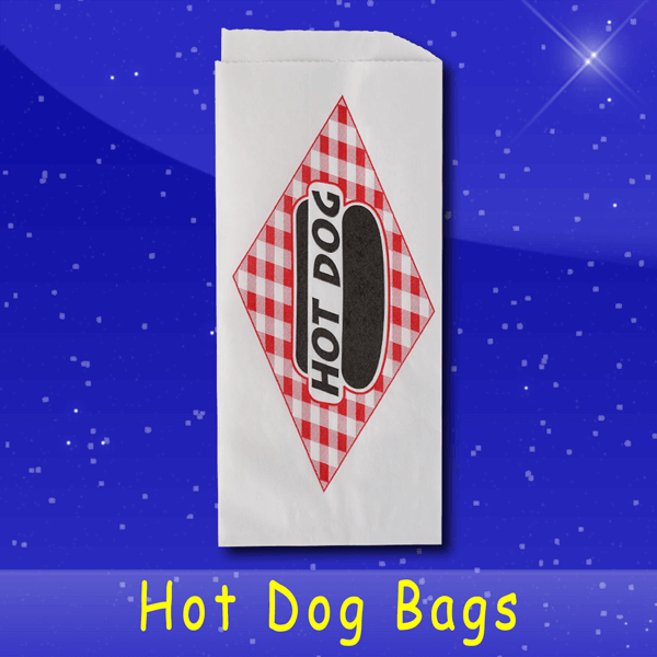 Fischer Paper Products 701 Hot Dog Bags Double Opening 3-1/2 x 2-1/4 x 8-1/4 Printed Hot Dog