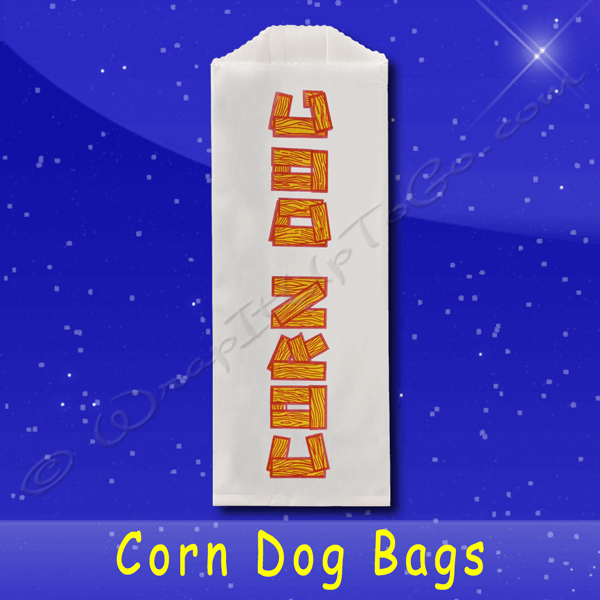 Fischer Paper Products 713 Corn Dog Bags 3 x 3/4 x 7 Printed Corn Dog