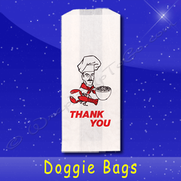 Fischer Paper Products 903 Duplex Doggie Bags 5 x 3 x 12 Printed Thank You Chef