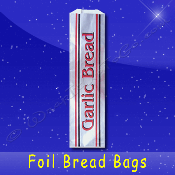 Fischer Paper Products BB-52 Foil Bread Bags 5-1/4 x 3-1/4 x 20 Printed Garlic Bread