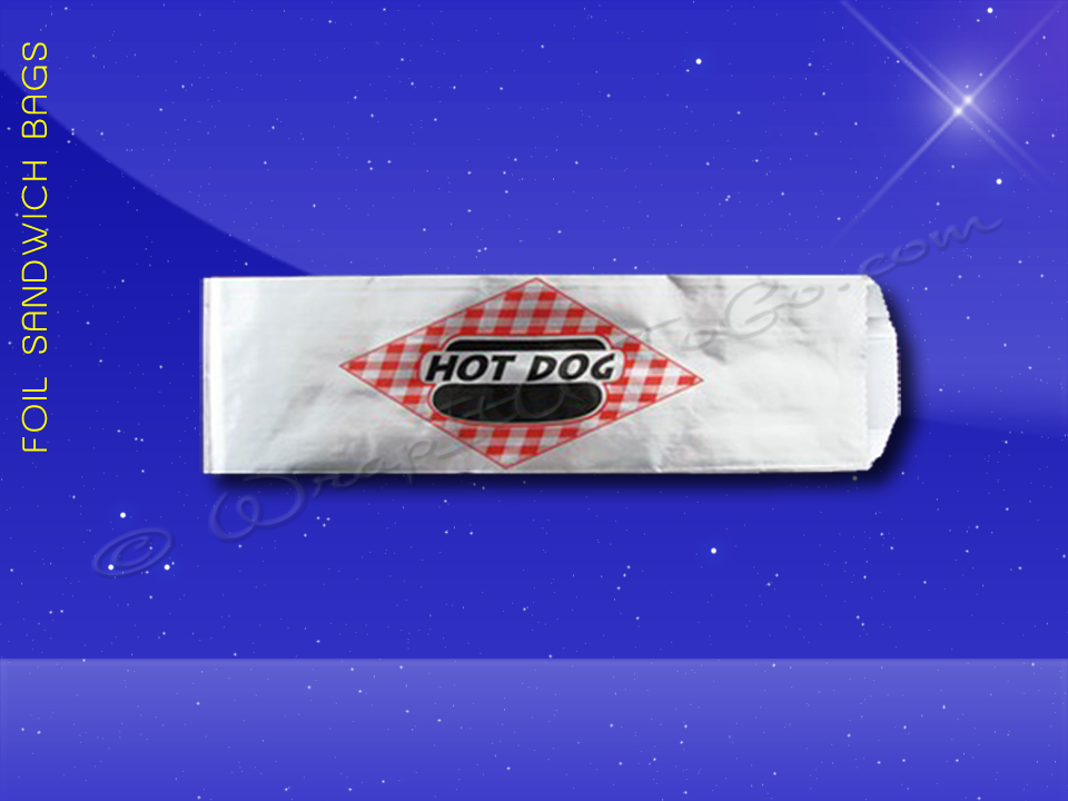Fischer Paper Products 813 Foil Hot Dog Bags 3-1/2 x 1-1/2 x 12 Printed Hot Dog